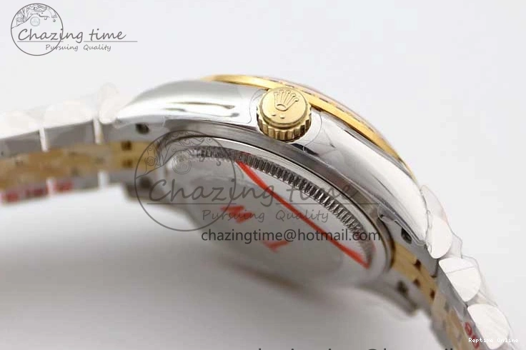 1219 Bright Lady DateJust 28 SS YG TWF Diamonds Bezel 1:1 Best Edition Green Dial Roman Markers on Jubilee Bracelet NH 2135